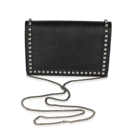 Fendi Black Vitello Elite & Mink Studded Karlito Chain Wallet - Picture 3 of 8